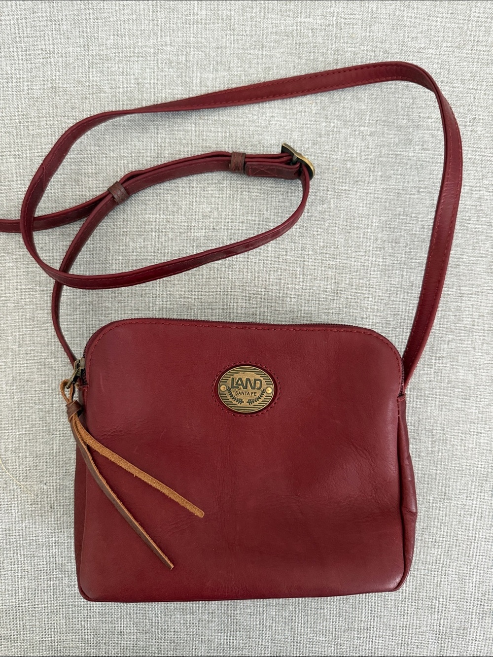 LAND Leather Crossbody Bag in Wine Red